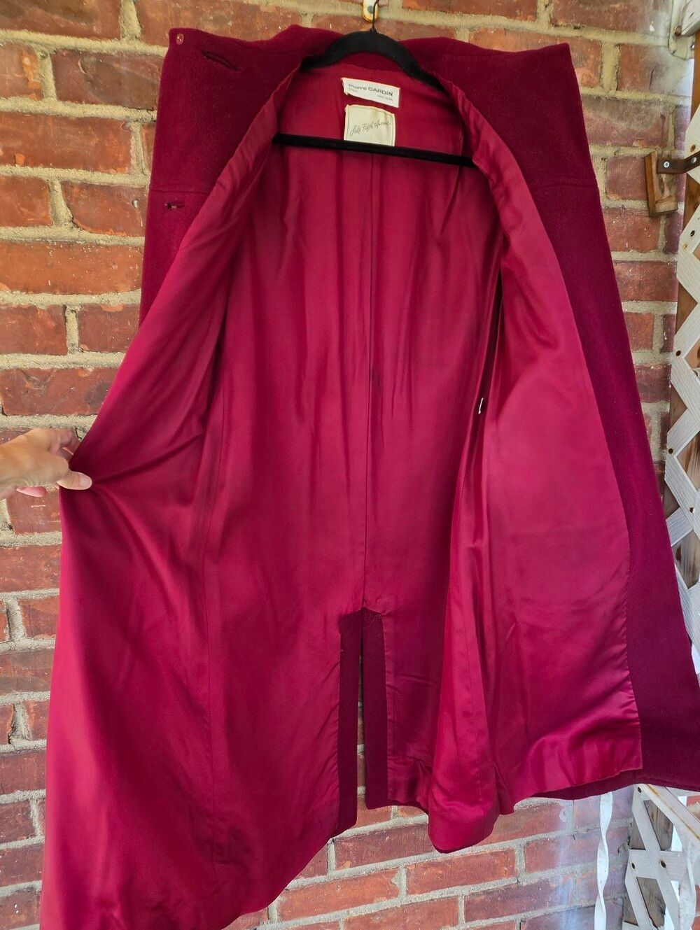 Pierre Cardin VTG Rare Saks Fifth Mod Coat Teardrop pockets Burgundy Small - Picture 10 of 13